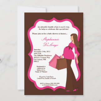 5x7 Modern Mod Mum Shopping Baby Shower Invitation