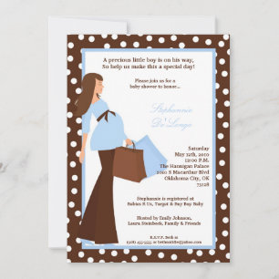 5x7 Modern Mod Mum Shopping Baby Shower Invitation