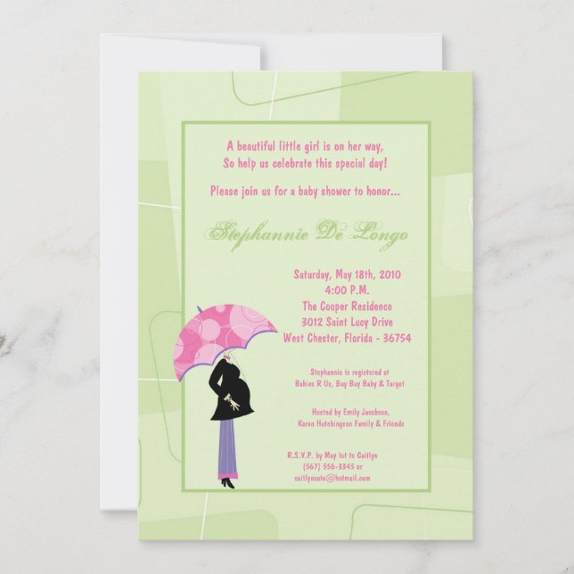 5x7 Modern Mod Mum Shopping Baby Shower Invitation (Front)