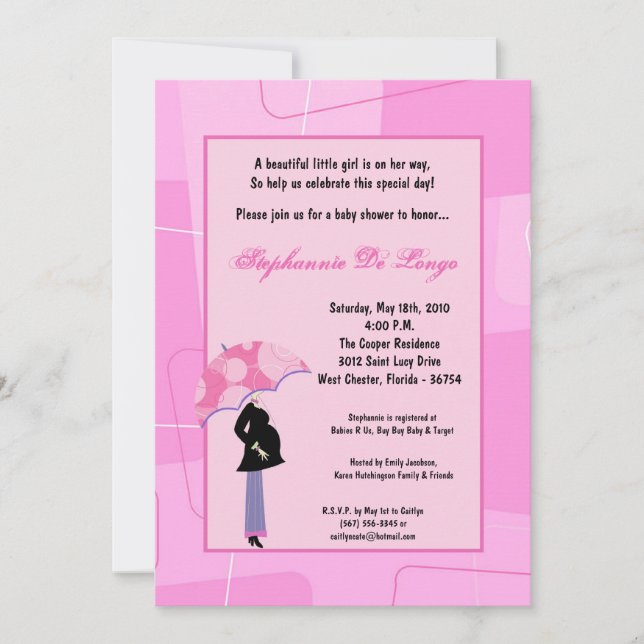 5x7 Modern Mod Mum Shopping Baby Shower Invitation (Front)