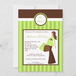 5x7 Modern Mod Mum Shopping Baby Shower Invitation