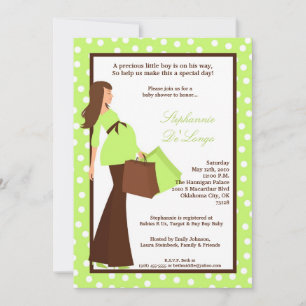 5x7 Modern Mod Mum Shopping Baby Shower Invitation
