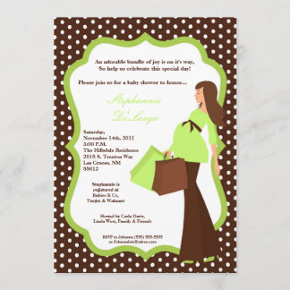 5x7 Modern Mod Mum Shopping Baby Shower Invitation
