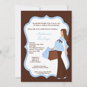 5x7 Modern Mod Mum Shopping Baby Shower Invitation