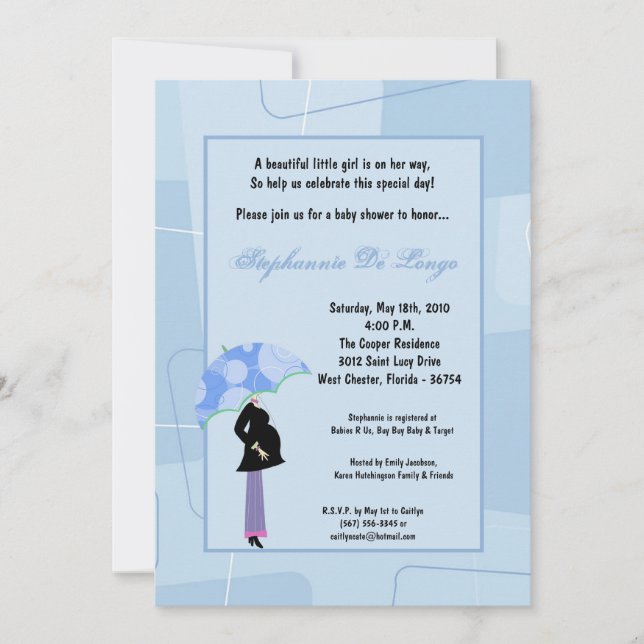 5x7 Modern Mod Mum Shopping Baby Shower Invitation (Front)