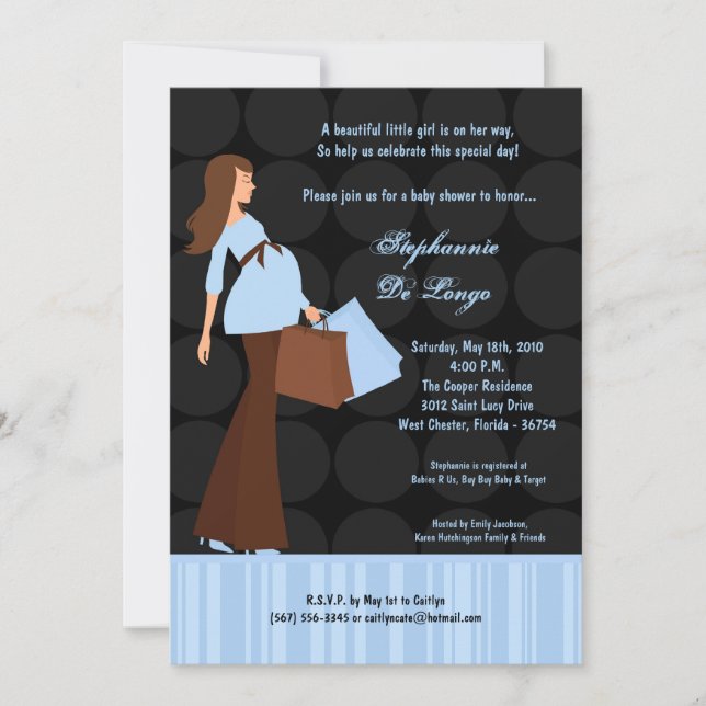 5x7 Modern Mod Mum Shopping Baby Shower Invitation (Front)