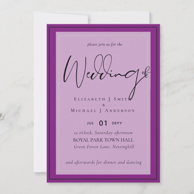 5x7 Modern Script Overlay Budget Wedding Invites (Front)
