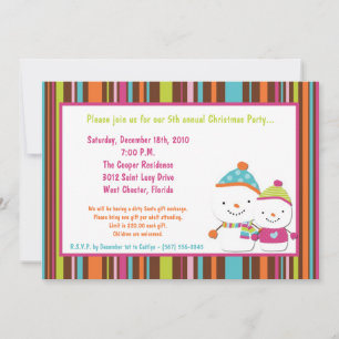 5x7 Modern Snowman Christmas Party Invitation