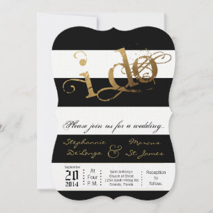 5x7 Modern Stripe Black White Wedding Invitation