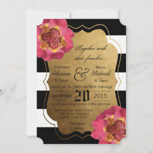 5x7 Modern Stripe Black White Wedding Invitation