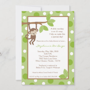 5x7 Monkey Jungle Safari Baby Shower Invitation