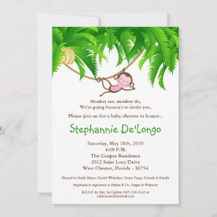5x7 Monkey Jungle Safari Baby Shower Invitation