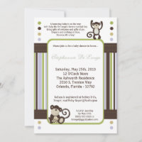5x7 Monkey Time Zoo Animal Baby Shower Invitation