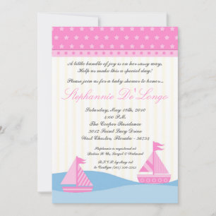 5x7 Naut Sail Boat Whale Baby Shower Invitation
