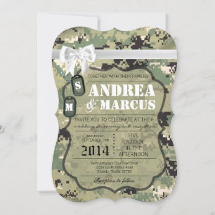 5x7 Navy Tan Type III Three Wedding Invitation
