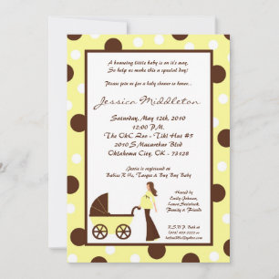 5x7 Neu Yellow Mum Carriage Baby Shower Invitation