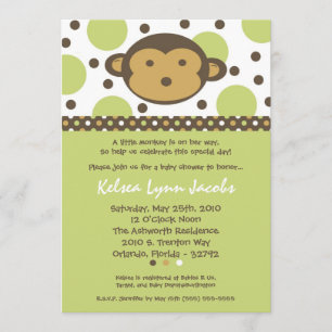 5x7 Neutr Modern Mod Monkey Baby Shower Invitation
