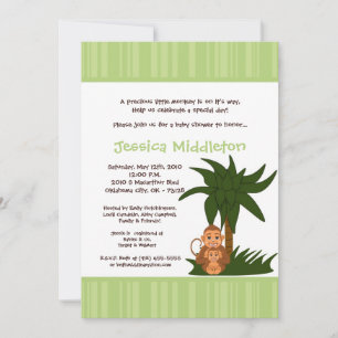 5x7 Neutra Baby Mama Monkey Baby Shower Invitation