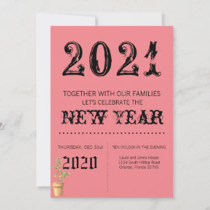 5x7 New Years Eve Invitation Bohemian Cactus Succ