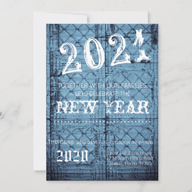 5x7  New Years Eve Invitation Rustic Tin Panel Cei (Front)