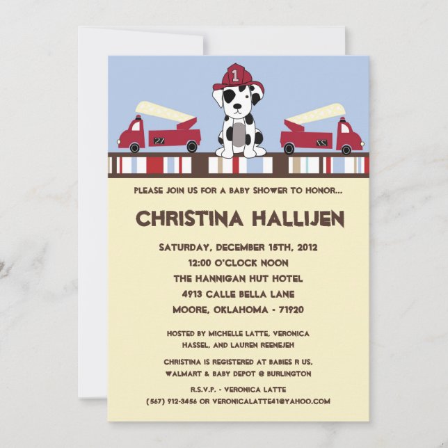 5x7 Nojo Fire Engine Shower Invitation (Front)