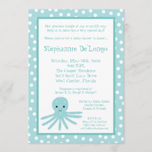 5x7 Ocean Sea Life Octopus Baby Shower Invitation