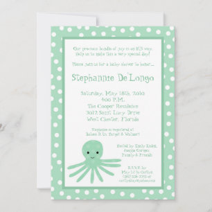 5x7 Ocean Sea Life Octopus Baby Shower Invitation