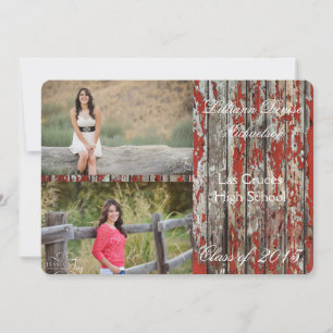 5x7 Old Red Barn Wood Weather Senior Announcement
