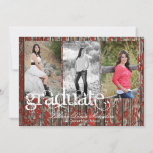 5x7 Old Red Barn Wood Weather Senior Announcement