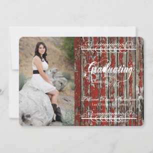 5x7 Old Red Barn Wood Weather Senior Announcement