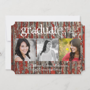 5x7 Old Red Barn Wood Weather Senior Announcement