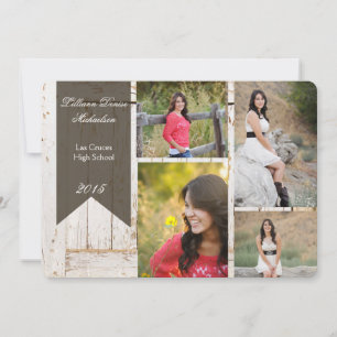 5x7 Old White Barn Wood Weathe Senior Announcement