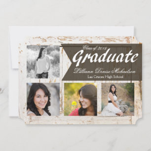 5x7 Old White Barn Wood Weathe Senior Announcement