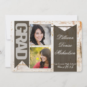 5x7 Old White Barn Wood Weathe Senior Announcement