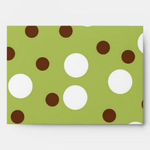 5x7 Olive Polka Dot Outside Brown Inside Envelope