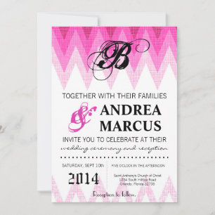 5x7 Ombre Chevron Pink Wedding Invitation