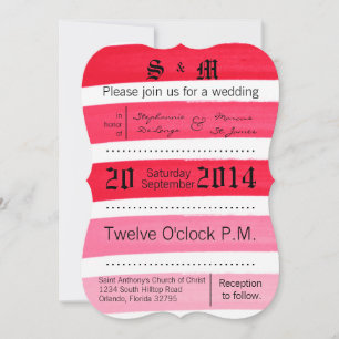 5x7 Ombre Stripe Pink Line Fade Wedding Invitation