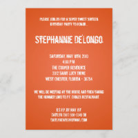 5x7 Orange DJ Turntable 16 Birthday Invitation