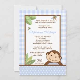 5x7 Papagayo Monkey Safari Baby Shower Invitation