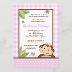 5x7 Papagayo Monkey Safari Baby Shower Invitation