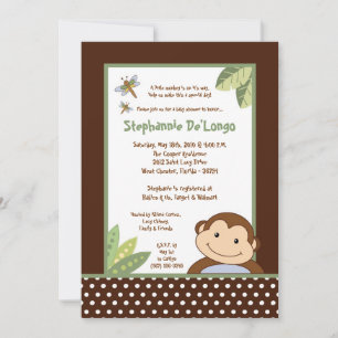 5x7 Papagayo Monkey Safari Baby Shower Invitation