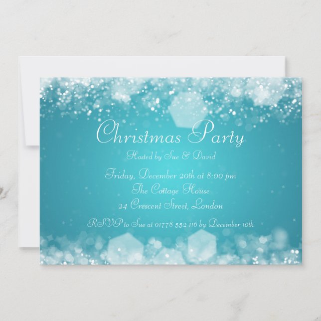 5x7 Party Invitation Elegant Sparkling Night Blue (Front)