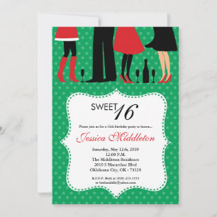 5x7 Party People Sweet 16 Birthday Invitation