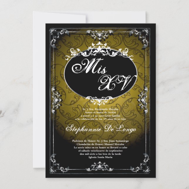 5x7 Pendant Broach Quinceanera Birthday Invitation (Front)