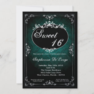 5x7 Pendant Broach Sweet 16 Birthday Invitation