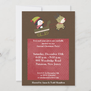 5x7 Penguin / Reindeer Christmas Games Invitation