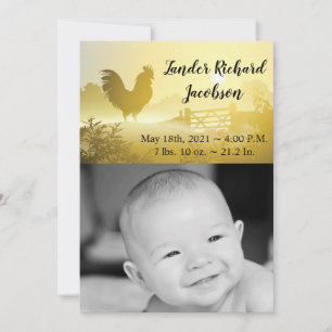 5x7 Photo Birth Announcement Army Sunny Morning Fa