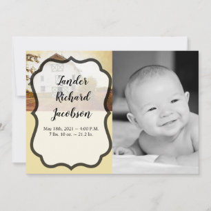5x7 Photo Birth Announcement Army Sunset Barn Coun