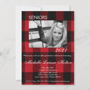 5x7 Photo Graduation Party Invitation Red Buffalo