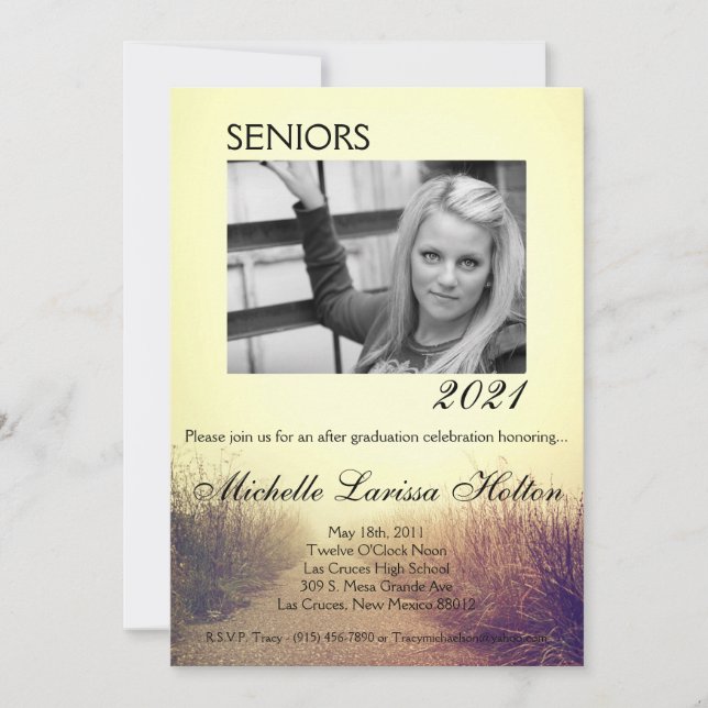 5x7 Photo Graduation Party Invitation Sunrise Path (Front)